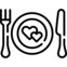 Teller, Gabel und Messer