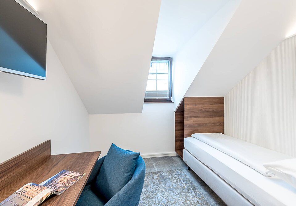 Blick in ein Einzelbettzimmer
